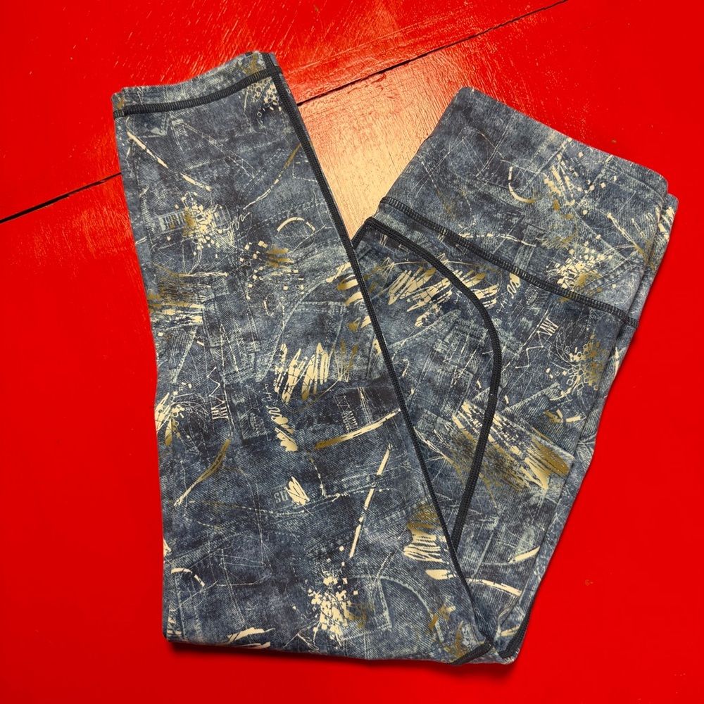 ZYIA Abstract Blue and Gold Leggings